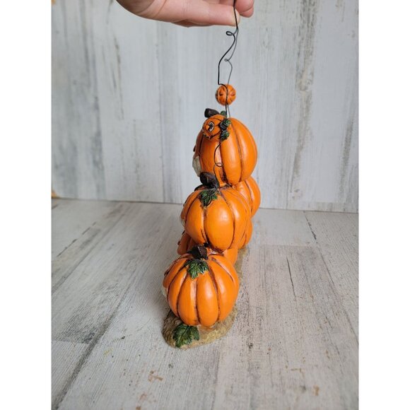 Vintage pumpkin stack funny face smiling hanging Halloween home decor - Picture 5 of 8